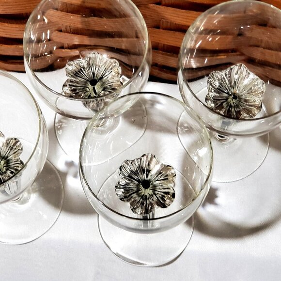 Belfor Exquisite Water Glasses 6" Bohemia black stem fine crystal stemware 4pc - Picture 2 of 4